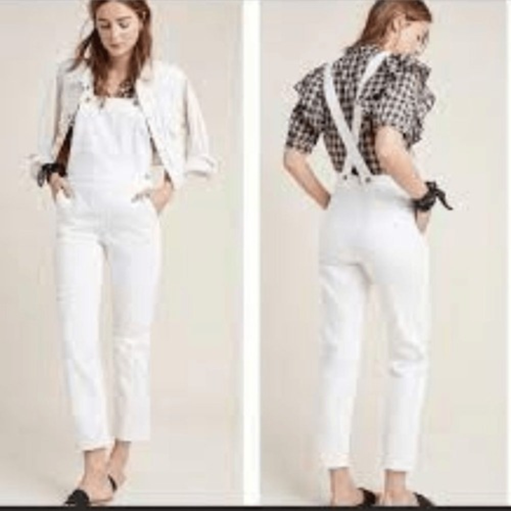 Pilcro and the Letterpress White Slim Fit Denim Overalls Adjustable Straps 25